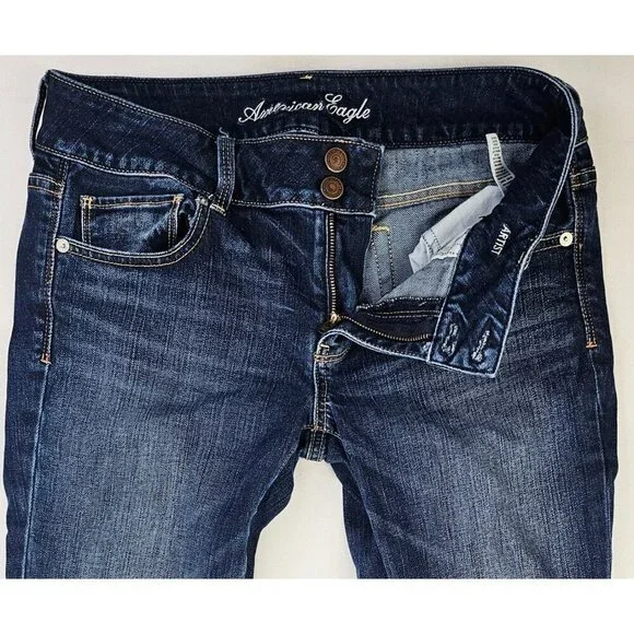 American Eagle Outfitters Size 8 Regular Women 25" Inseam Artist Crop Blue Jeans - Picture 11 of 13
